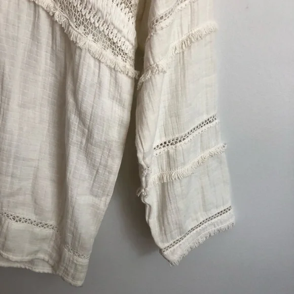 Mango • White Boho Top Large - Picture 4 of 5